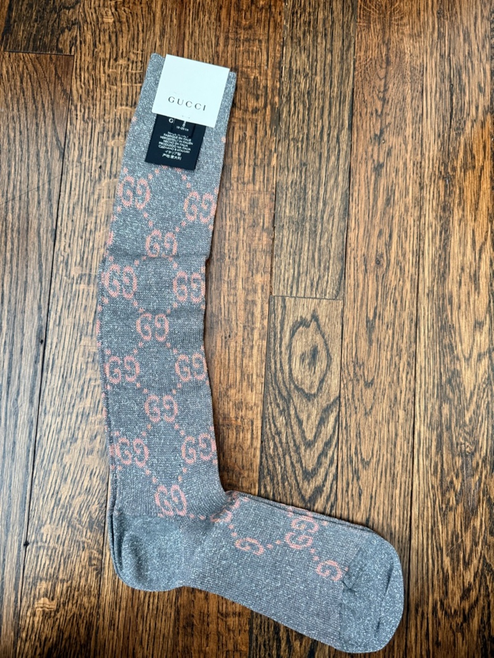Gucci Gray Socks with Pink GG Monogram